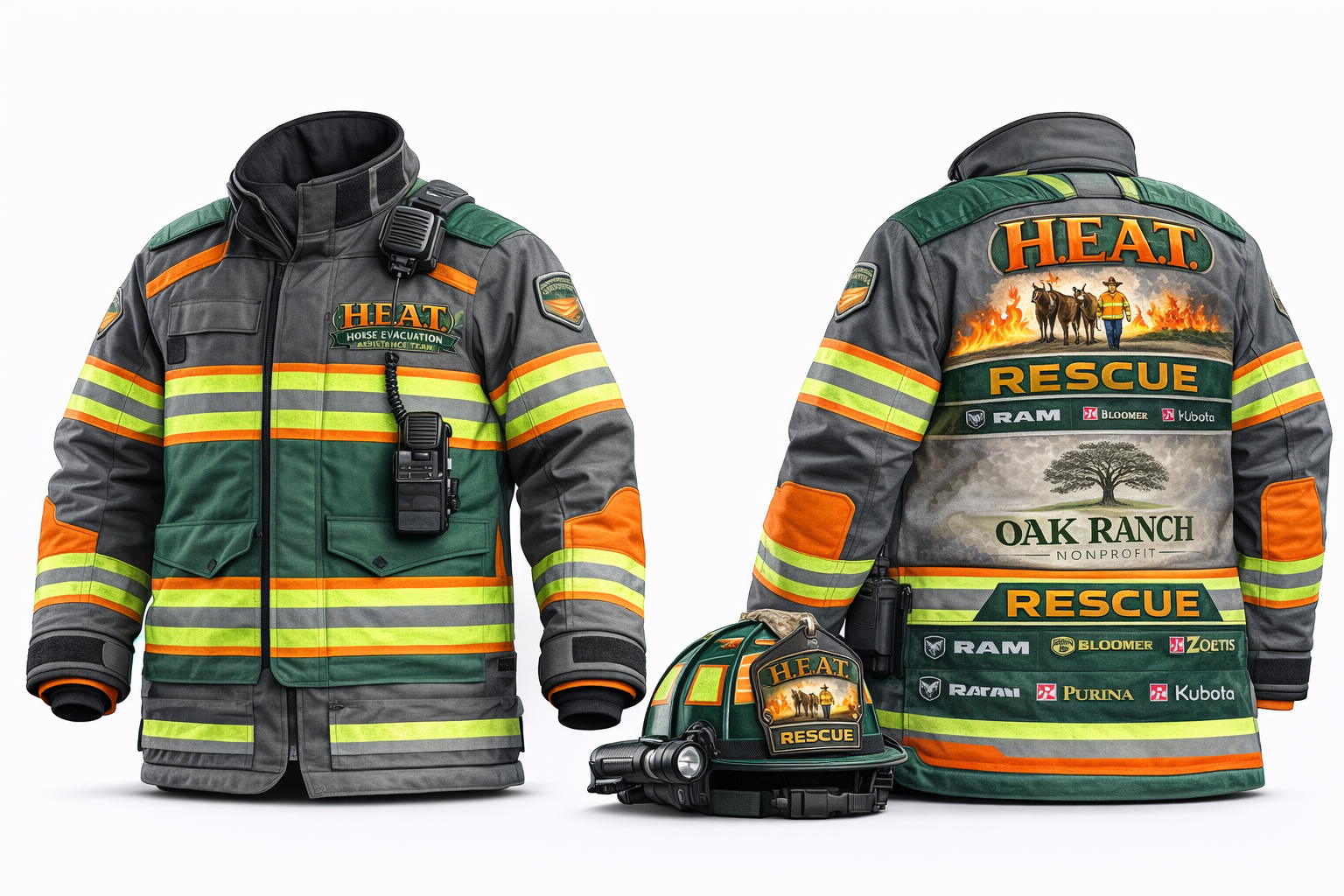 H.E.A.T. firefighter jacket and helmet kit